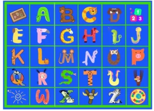 Animal Alphabet Educational Classroom Kids Rug