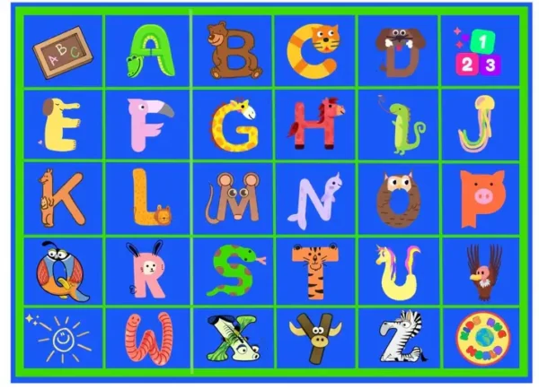 Animal Alphabet Educational Classroom Kids Rug