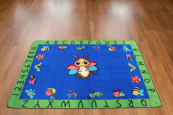 Bees and Bugs with Wings Classroom Rug on Floor