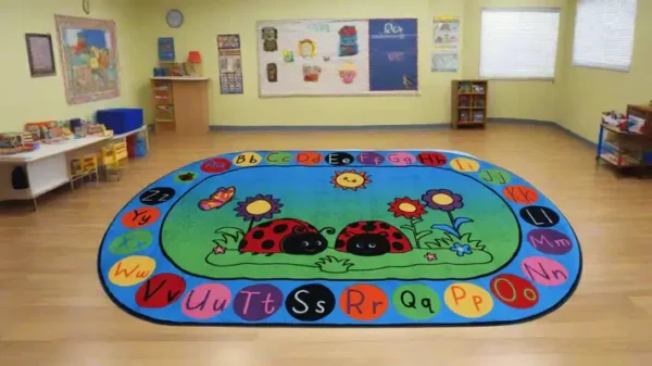 Bugs In A Rug Lady Bug Classroom Area Rug in Room