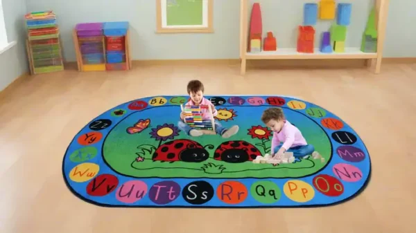 Bugs In A Rug Lady Bug Classroom Area Rug on Floor