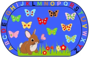 Bunny Alphabet and Counting Classroom Area Rug