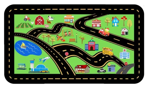 Going Places Alphabet Square Rug