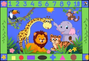 Jungle Animals Kids Classroom ABC Rug