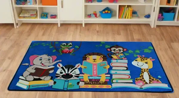 Jungle Story Time Animals Reading Books Rug 2