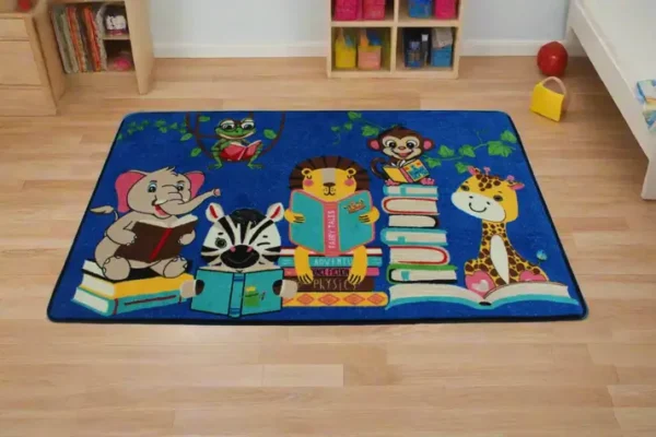 Jungle Story Time Animals Reading Books Rug 4