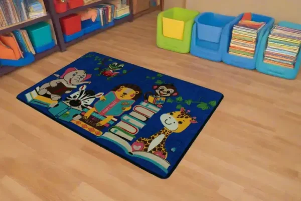 Jungle Story Time Animals Reading Books Rug 5