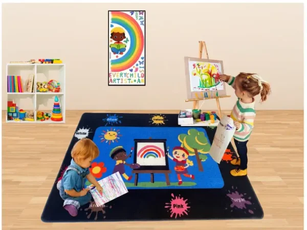 Kids Drawing Art Center Classroom Rug