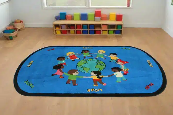 Learn Play Work Better Together Kids World Classroom Rug 2