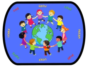 Learn Play Work Better Together Kids World Classroom Rug