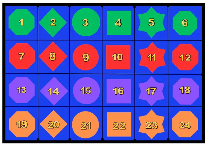 Shapes Numbers Colors Seating Classroom Rug