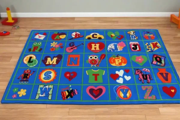Love Letters ABC Educational Classroom Area Rug on Floor