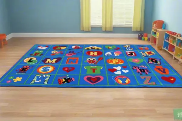 Love Letters ABC Educational Classroom Area Rug in Room