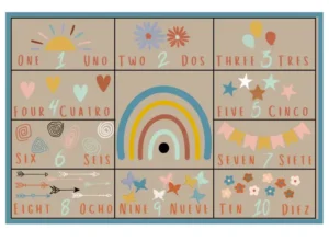 Bi-Lingual Counting Numbers Classroom Rug