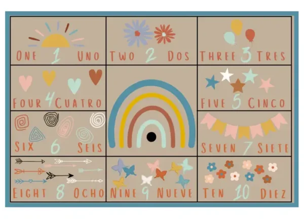 Bi-Lingual Counting Numbers Classroom Rug