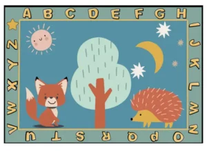 BoHo Forest Babies Alphabet Classroom Rug